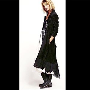 Free People Black Corduroy Duster